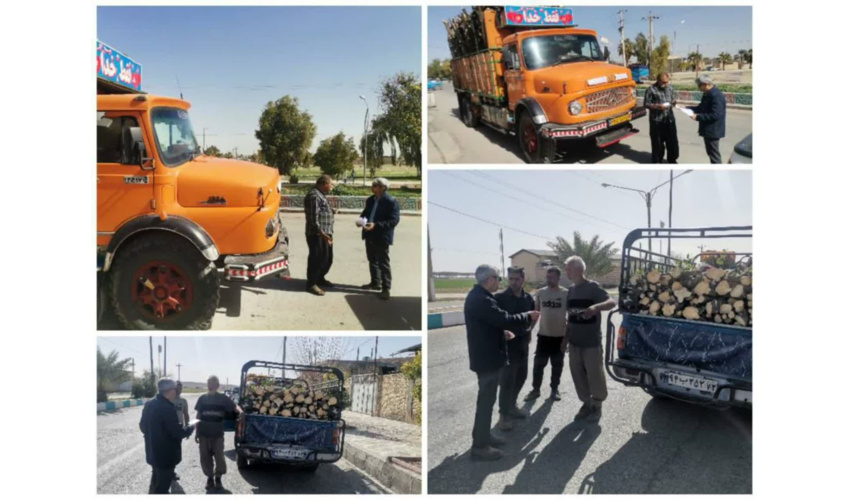بازرسی محموله های حمل چوب در محورهای مواصلاتی شهرستان فسا